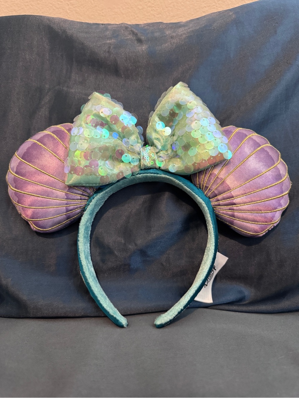 The Little Mermaid Shell Mickey Ears - Teal & Purple Sequin Bow